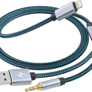 Lightning to 3.5mm Aux Cord Audio Jack 2 in 1 Charging Audio Cable Works with Car Stereo Speaker Headphone Car Charger to 3.5mm Stereo Aux …
