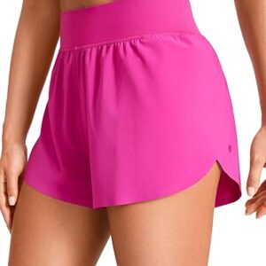 CRZ YOGA High Waisted Dolphin Athletic Running Shorts for Women 3″ High Split Comfy Mesh Liner for Gym Workout Track