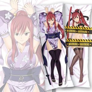Erza Scarlet Body Pillow Cover Case Hugging Soft Anime Character Merch Stuffed Double-Sided Printed Plush Room Decor Dakimakura 59″ x 20″ K…