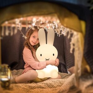 Cute Bunny Night Light-Miffy Bunny Rabbit Light for Kids, Kawaii Colors for Bunny Lamp,16 Color Changing LED Lights Lamps for Girls Baby Bi…