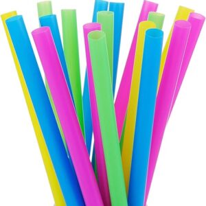100 Extra Large Plastic Bubble Tea Smoothie Straws, 1/2″ Wide X 8 1/2″ Long Boba Straws