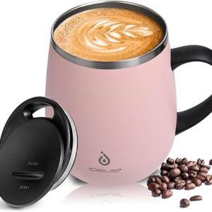 Ideus 16 oz Insulated Coffee Mug with Handle and Lid, Double Wall Stainless Steel Vacuum Thermal Coffee Mug, Travel Coffee Cup Thermal Cup …