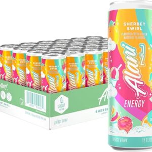 Alani Nu SHERBET SWIRL Sugar Free, Low Calorie Energy Drinks, 200mg Caffeine, Biotin B Vitamins, Zero Sugar, 10 Calories, 12 Fl Oz Cans, 24…