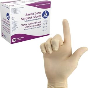 Dynarex Sterile Disposable Latex Surgical Gloves, Powder-Free, Sterilely Packaged in Pairs, Professional Medical and Healthcare Use, Veteri…