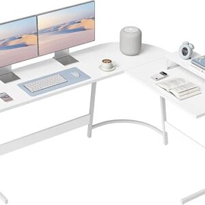 CubiCubi L Shaped Gaming Desk Computer Office Desk, 59 inch Corner Desk with Large Monitor Stand for Home Office Study Writing Workstation, White