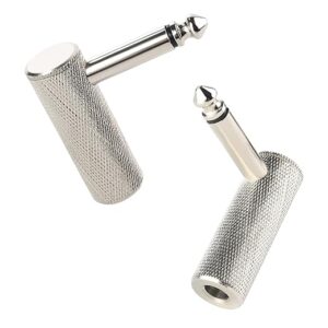 Cable Matters 2-Pack 1/4 Right Angle Adapter – 6.35mm TS Right Angle Guitar Adapter for Electric Guitars, Bass AMP, Mixers & Equalizers