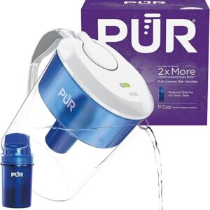 PUR 11-Cup Water Pitcher, 1 Genuine PUR Filter, Cleaner, Great-tasting Water, Dishwasher Safe, Powerful Filtration, Filter Change Light Ind…