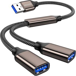 USB Splitter 1 in 2 Out,USB 3.0 Splitter Y Cable,Dual USB Port Extender Hub USB Male to Two Female Extension Cord Multi Port USB Extension …