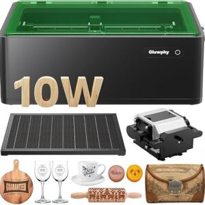 Gluwphy Laser Engraver Machine 10000mW(10W) Enclosed Diode Laser Cutter for Beginner, Class 1 Safety Laser Engraving Machine for Wood, Metal…
