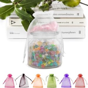 ANZNKU 50 Pack White Organza Bags 6×9 inches, Organza Gift Bags Mesh Drawstring Bags, Mesh Bags for Gifts Premium Sheer Organza Bags, Wedding Party Christmas Halloween Favor Bags