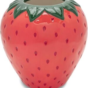 ban.do Vintage Inspired Strawberry Vase, Decorative Ceramic Vase, Large Flower Vase, Unique Strawberry Decor for Home/Kitchen/Office