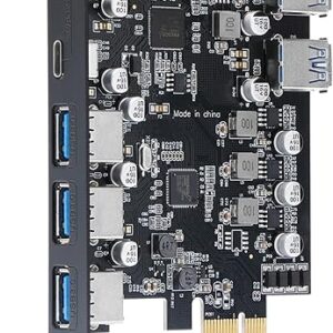PCIe to USB 3.0 5X USB-A and 2X USB-C Ports Expansion Card,PCI Express Internal USB 3 Hub Converter for Desktop PCS Riser Card