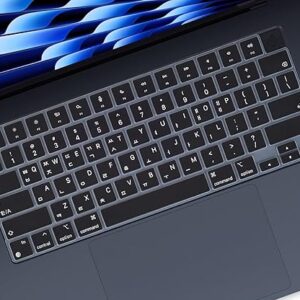 Korean Keyboard Cover for Apple 2025 2024 2023 MacBook Air Laptop with M4 M3 M2 chip 15.3-inch A3241 A3114 A2941,MacBook Air 13.6 inch A324…