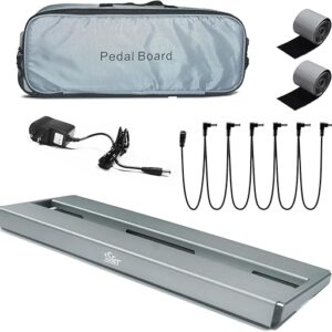 Electric Guitar Pedalboard Bundle with Carry Bag, 1x 1 to 6 Way Daisy Chain Cable, 2x Adhesive-Backed Hook-and-Loop, 9V US Power Adapter – A…