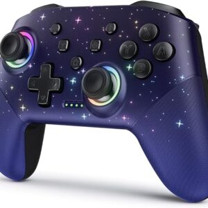VOYEE Switch Controller, LED Star Wireless Pro Controllers Compatible with Lite/OLED, Multi-Platform Windows PC with 9 Colors Colorful RGB …