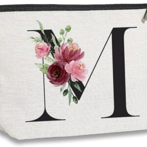 KDXPBZ Initial Makeup Bag – Personalized Gifts for Women, Bridesmaid & Birthday Gifts, Bride & Best Friend Cosmetic Bag (Letter M)