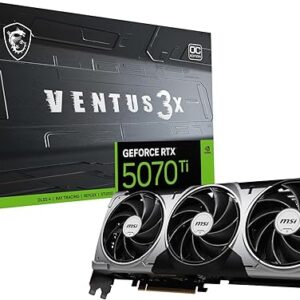 MSI Gaming RTX 5070 Ti 16G Ventus 3X OC Graphics Card (16GB GDDR7, 256-bit, Extreme Performance: 2497 MHz, DisplayPort x 3 2.1a, HDMI 2.1b,…
