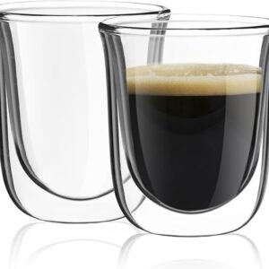 JoyJolt Javaah Double Walled Espresso Glasses Espresso Cups (Set of 2)- 2-Ounces