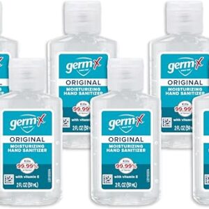 Germ-X Original Hand Sanitizer, Kids Hand Sanitizer, Non-Drying Moisturizing Gel with Vitamin E, Instant and No Rinse Formula, Bulk Mini Travel Size for On-The-Go, 2 Fl Oz (Display Pack of 6)