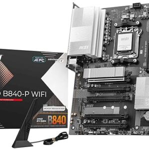 MSI PRO B840-P WiFi Motherboard, ATX – Supports AMD Ryzen 9000/8000 / 7000 Processors, AM5 – DDR5 Memory Boost (8000+ MT/s OC), PCIe 4.0 x1…