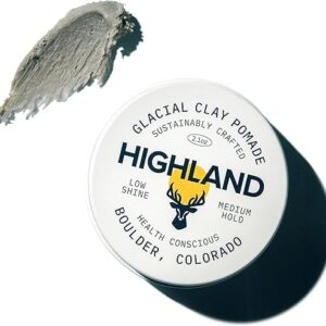 Highland Glacial Hair Clay Pomade – Award winning hair styling clay for men and women made with 100% all natural and organic ingredients tha…