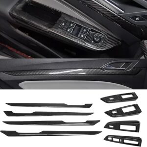 Real Carbon Fiber Car Interior Door Panel Trim Set Fit for Volkswagen Golf 8 MK8 GTE GTI GTD R RLINE 2021-2024 Glossy
