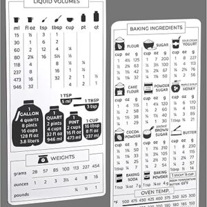 Kitchen Conversion Chart Magnet 2-Pack, Imperial to Metric Measurement Conversion Chart for Cooking, Accurate Baking Ingredients Measuremen…