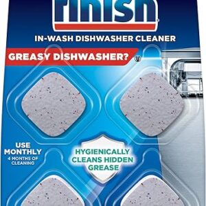 Finish Dishwasher Cleaner Tablets, 4 count, Hygienically Cleans Hidden Grease, Use in Normal Cycle, 4 Month Supply