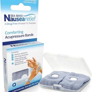 Sea-Band Anti-Nausea Acupressure Wristband for Motion & Morning Sickness, 1 Pair, Gray