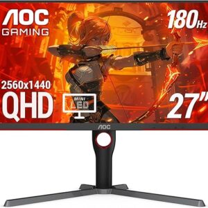 AOC Q27G3XMN Screen Size (inch) 27, Panel Resolution 2560×1440, Refresh Rate 180 Hz, Panel Type VA, HDMI HDMI 2.0 x 1, Display Port Display…
