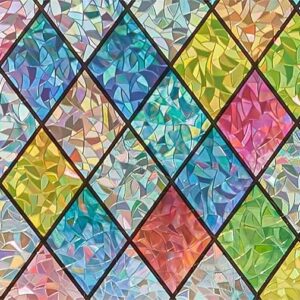 Sunbaby Rainbow Window Privacy Film – 3D Static Cling Stained Glass Window Film for Home Decoration, UV Blocking & Heat Control Non-Adhesiv…