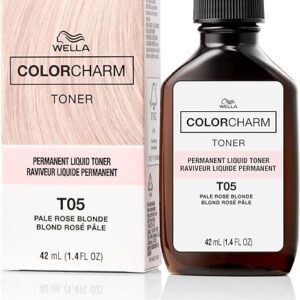 COLORCHARM Permanent Liquid Toners| Neutralize Brass| Free of Parabens| Vegan| T05 Pale Rose Blonde| 1.4 Fl Oz
