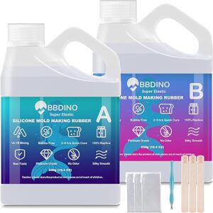 BBDINO Silicone Mold Making Kit, 2.42lb(38.8oz) Super Elastic Liquid Silicone for Mold Making, 3h Fast Cure Mold Making Silicone Rubber for…