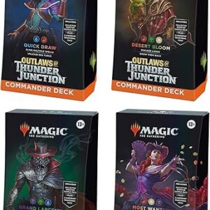 Magic: The Gathering Outlaws of Thunder Junction Commander Deck Bundle – Includes All 4 Decks (Quick Draw, Desert Bloom, Grand Larceny, and…