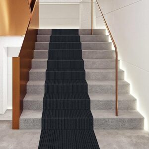 6m/20Fft Non-Slip Carpet, Floor Protector Rug Mat, Stair Hallway Runner Rug Large Size Protective Stair Cover, Indoor Carpet for Bedrooms Living Rooms Balconies Entryways Stairs (Black Grey)