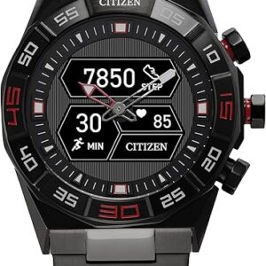 Citizen CZ Smart PQ2 Hybrid Smartwatch with YouQ Wellness app Featuring IBM Watson® AI and NASA Research, Black and White Customizable Disp…