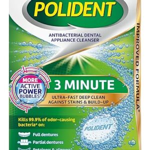 Polident 3 Minute Antibacterial Dental Appliance Cleanser Tablets, 60 Count