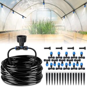 HIRALIY 59FT Greenhouse Mist Drip Irrigation Kit, Hanging Plant Watering, Garden Watering System with 1/4″ Blank Tubing and Misting Nozzles…