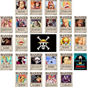 TYZZHOA 25PCS Anime [OP] Wanted Posters 30×21cm, New Bounty Edition, Straw Hat Pirates Crew Nika Luffy 3 Billion, Zoro, Sanji, [OP] Anime Gifts