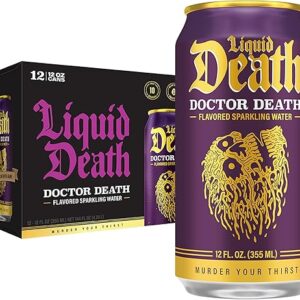 Liquid Death, Doctor Death, Soda-Flavored Sparkling Water, 12-Pack (12oz Cans), Low Calorie & No Artificial Sweeteners