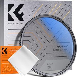 K&F Concept 82mm Circular Polarizer Filter Ultra-Slim 18 Multi-Coated Optical Glass Circular Polarizing Filter for Camera Lenses with Cleani…