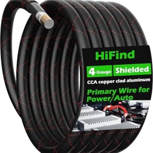 4 Gauge AWG Power Ground Wire Cable 10 Ft, True Spec Shielded Braided Welding Battery Cable Terminal for Automotive, Car Audio, Amp Wiring,…