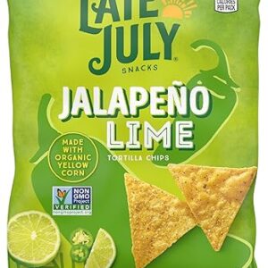 Late July Snacks, Jalapeño Lime Tortilla Chips, 2-oz. Snack Bag (Pack of 6)