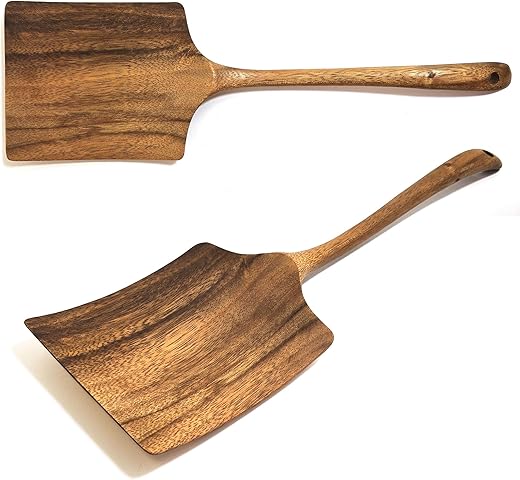 FSC-Certified Natural Weru Wood Kitchen Utensils for Cooking, Suitable for Non-stick Pans & Cookware, Sturdy Lightweight Heat Resistant, Smooth Fi...