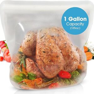 Reusable Silicone Sous Vide Bag – 1 Gallon, 135oz. XXL – 1 pcs Food Storage Bag, Freezer Container, Zero Waste Alternative for Sous Vide Co…
