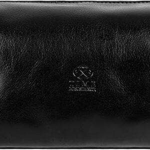 Time Resistance Leather Toiletry Bag Cosmetic Case Italian Classy Dopp Kit