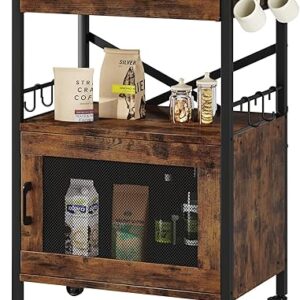 Homeiju Kitchen Island Cart, Kitchen Storage Cart with Drawer, Microwaves Stand, Coffee Cart, Rolling Kitchen Cabinet Cart with Hooks for K…