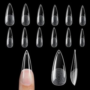 UNA GELLA Long Stiletto Gel Nail Tips Full Cover 120pcs Half Matte Nail Tips Long Stiletto Almond Fake Clear Nails Tips Stiletto Press on Na…
