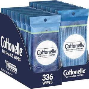 Cottonelle Flushable Wipes, 24 Individually Wrapped Packs, 14 Wipes Each Pack (336 Wipes Total)