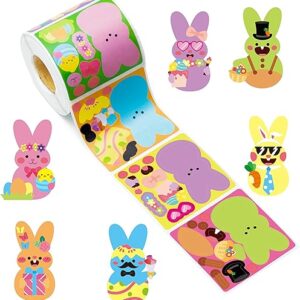 Haooryx Easter DIY Bunny Stickers – 300PCS Make A Face Bunny Stickers Roll Summer Make Your Own Mix and Match Chicks Games Prizes Kids’ Scho…